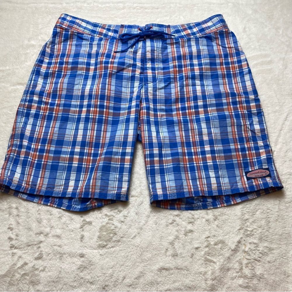 Vineyard Vines Plaid Cotton Nylon Blend Broad Shorts Size 38